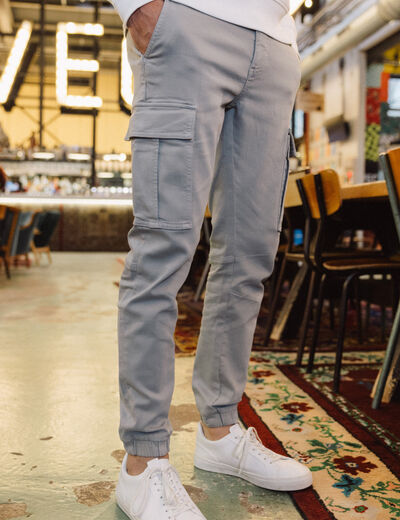 Pantalon battle bas resserré gris homme