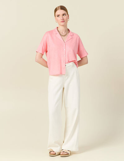 Chemise manches courtes rose femme