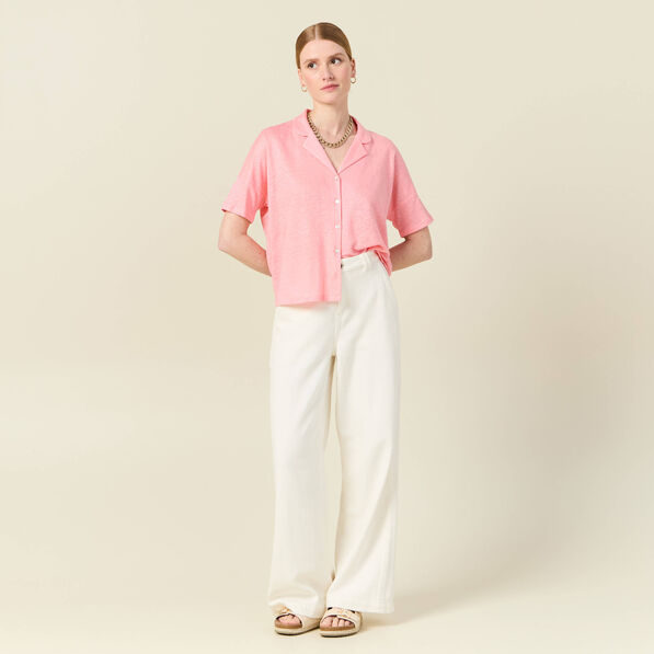 Chemise manches courtes rose femme