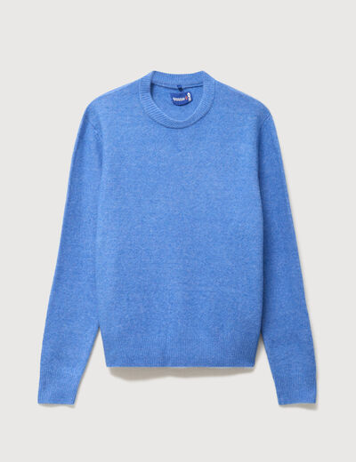 Pull manches longues col rond bleu violet homme