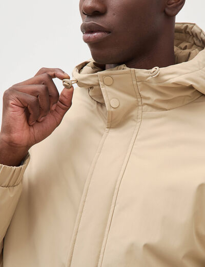 Parka coupe r&eacute;guli&egrave;re &agrave; capuche beige homme