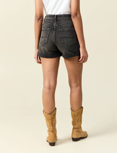 Short mom éco-responsable denim gris femme