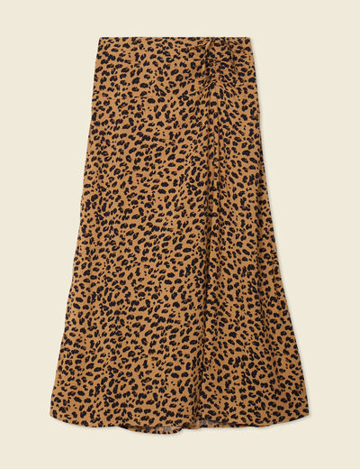 Jupe longue portefeuille marron clair femme