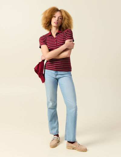 T-shirt cintré manches courtes rouge cerise femme