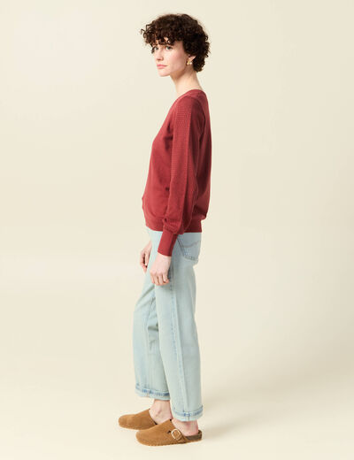 Pull manches longues vieux rose femme