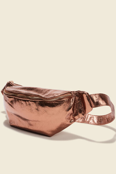 Sac sling métallisé couleur or femme