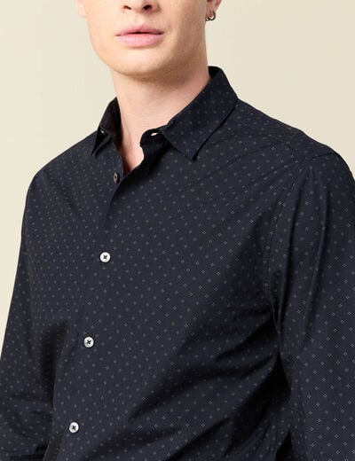 Chemise en coton manches longues bleu homme