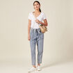 Jeans paperbag ceinturé denim snow bleu femme
