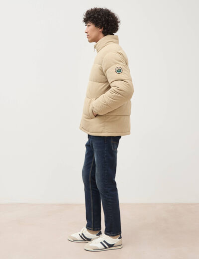 Doudoune manches longues en velours beige homme