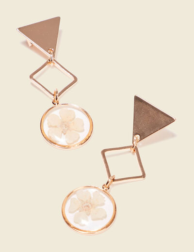 Boucles d'oreilles pendantes ecru femme