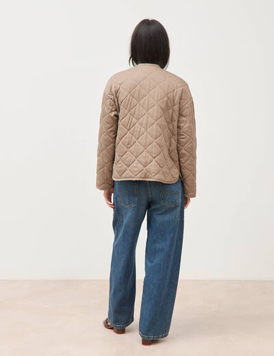Veste oversize manches longues doubl&eacute;e taupe femme