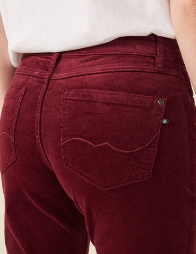 Pantalon bootcut velours prune femme