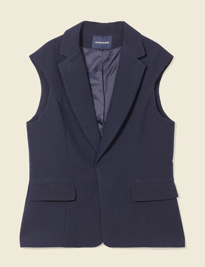 Veste blazer sans manches bleu marine femme