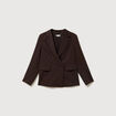 Blazer manches longues col tailleur marron fonc&eacute; femme