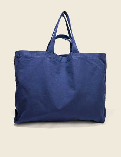 Sac cabas en coton bleu fonc&eacute; homme