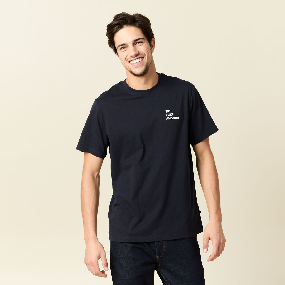 T-shirt manches courtes bleu marine homme