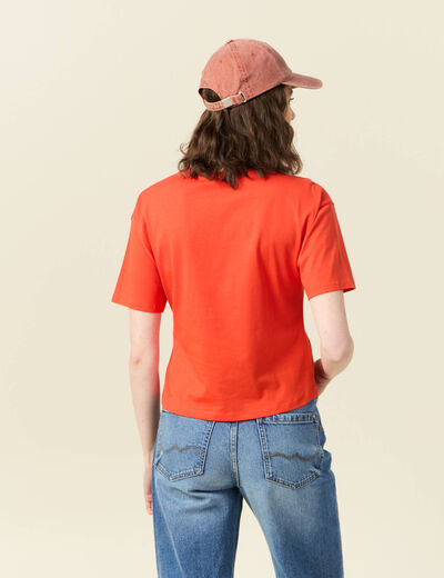 T-shirt manches courtes noeud orange femme