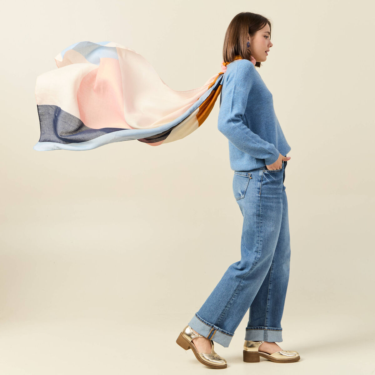Foulard bleu marine femme