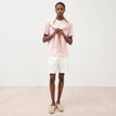 T-shirt droit en coton col rond rose poudr&eacute;e homme