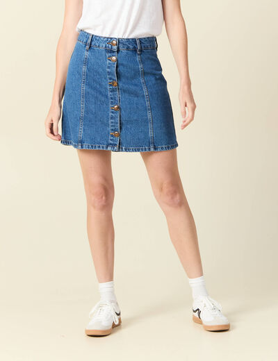 Jupe trapèze en jean denim stone femme
