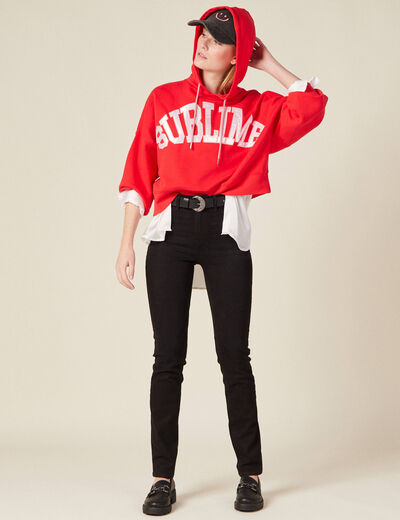 Jeans slim taille haute denim noir femme