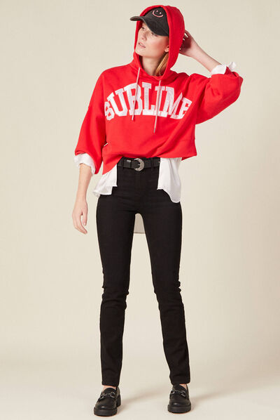 Jeans slim taille haute denim noir femme