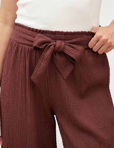 Pantalon loose avec ceinture marron cognac femme