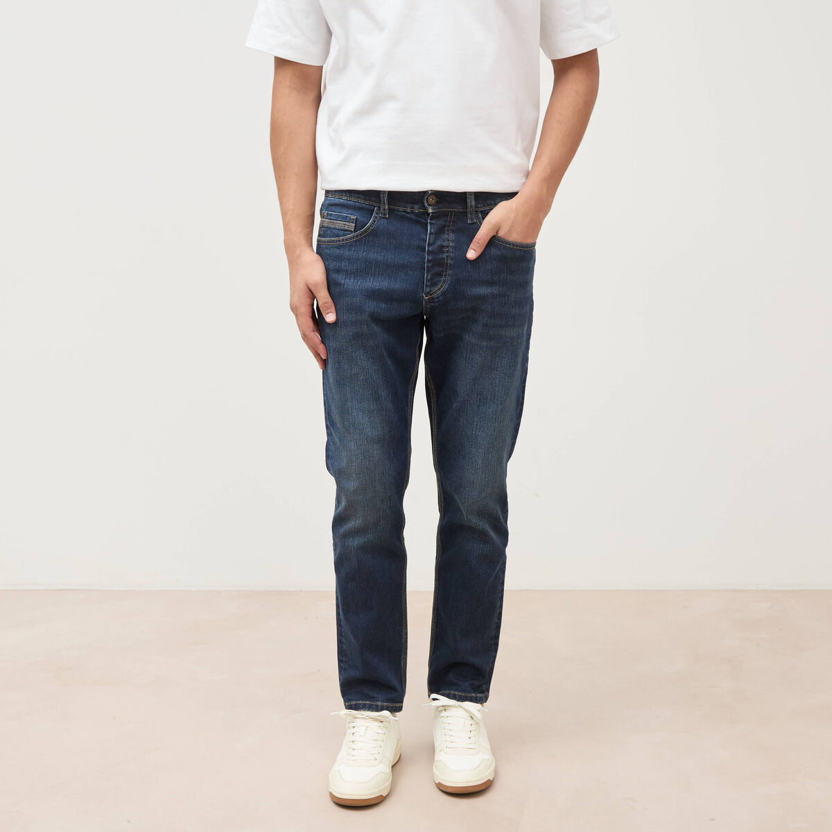 Jeans straight longueur 30 denim brut homme