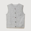 Pull droit court sans manches col rond gris femme