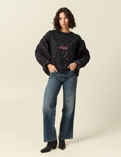 T-shirt en coton noir femme