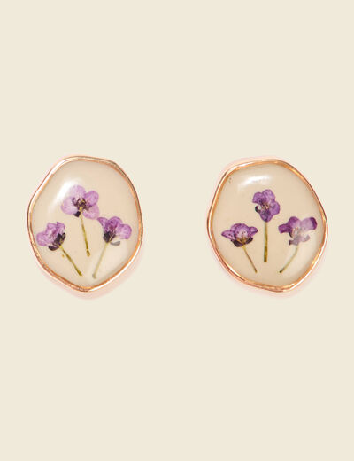 Boucles d'oreilles clous violet femme
