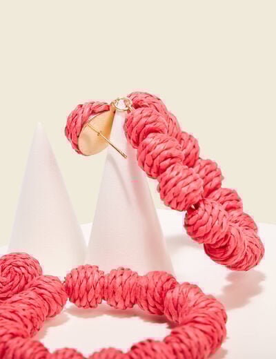 Boucles d'oreilles pendantes rose fushia femme