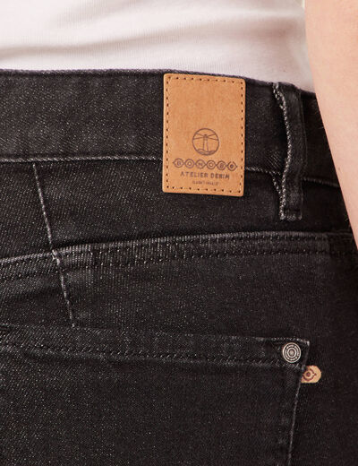 Jeans girlfriend 5 poches denim gris femme