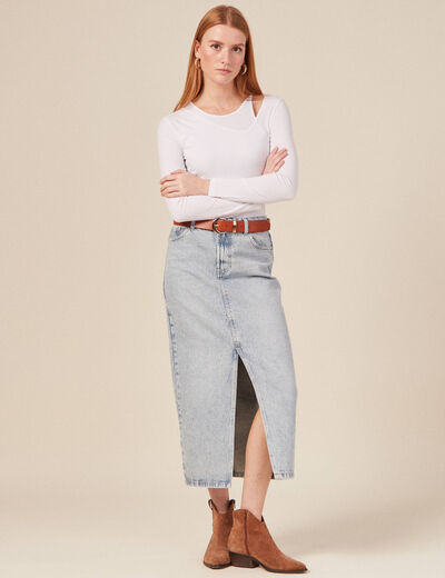 T-shirt côtelé éco-responsable blanc femme