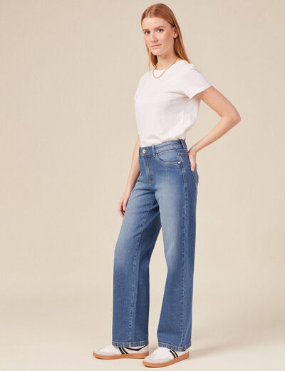 Jeans wide leg denim stone femme