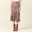 Jupe midi évasée fluide marron femme