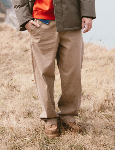 Pantalon coupe large vert kaki homme