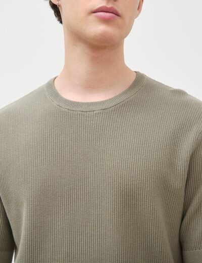 T-shirt en coton manches courtes vert kaki homme