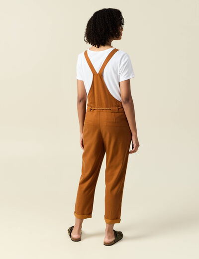 Salopette fluide boutonnée camel femme