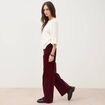 Pantalon flare taille haute en velours bordeaux femme