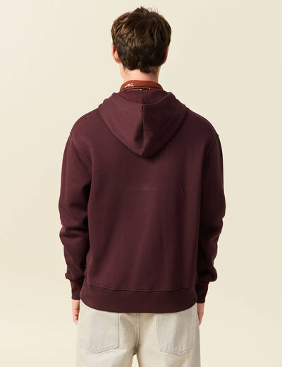 Sweat &agrave; capuche bordeaux homme