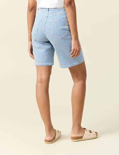 Bermuda droit en jean denim stone femme