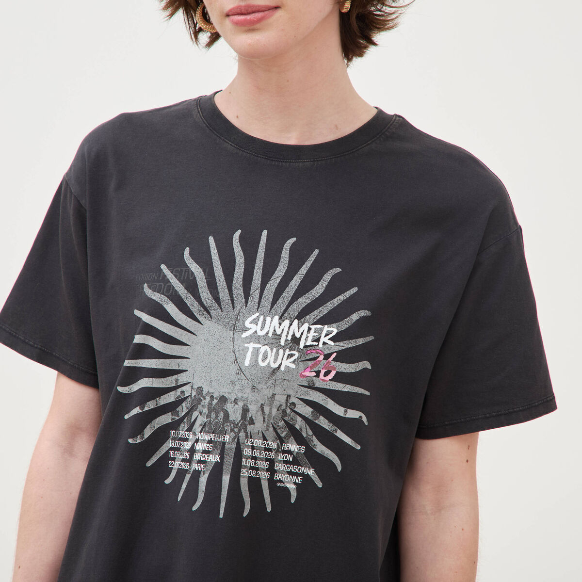T-shirt oversize en coton noir femme