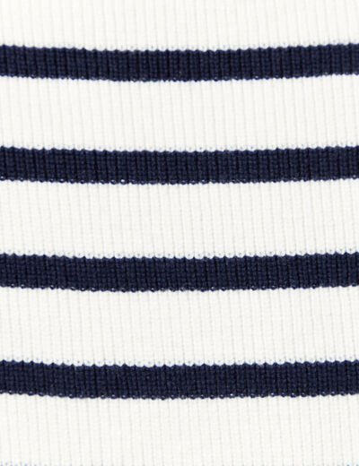 Pull sans manches col en V ecru femme