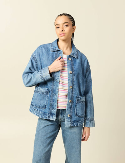 Surchemise en jeans manches longues denim dirty femme