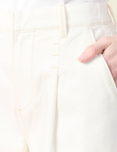 Jeans large à pinces denim blanc femme