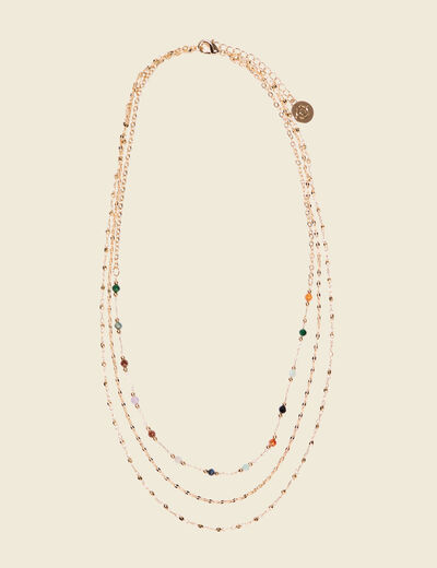 Collier multirangs perles couleur or femme