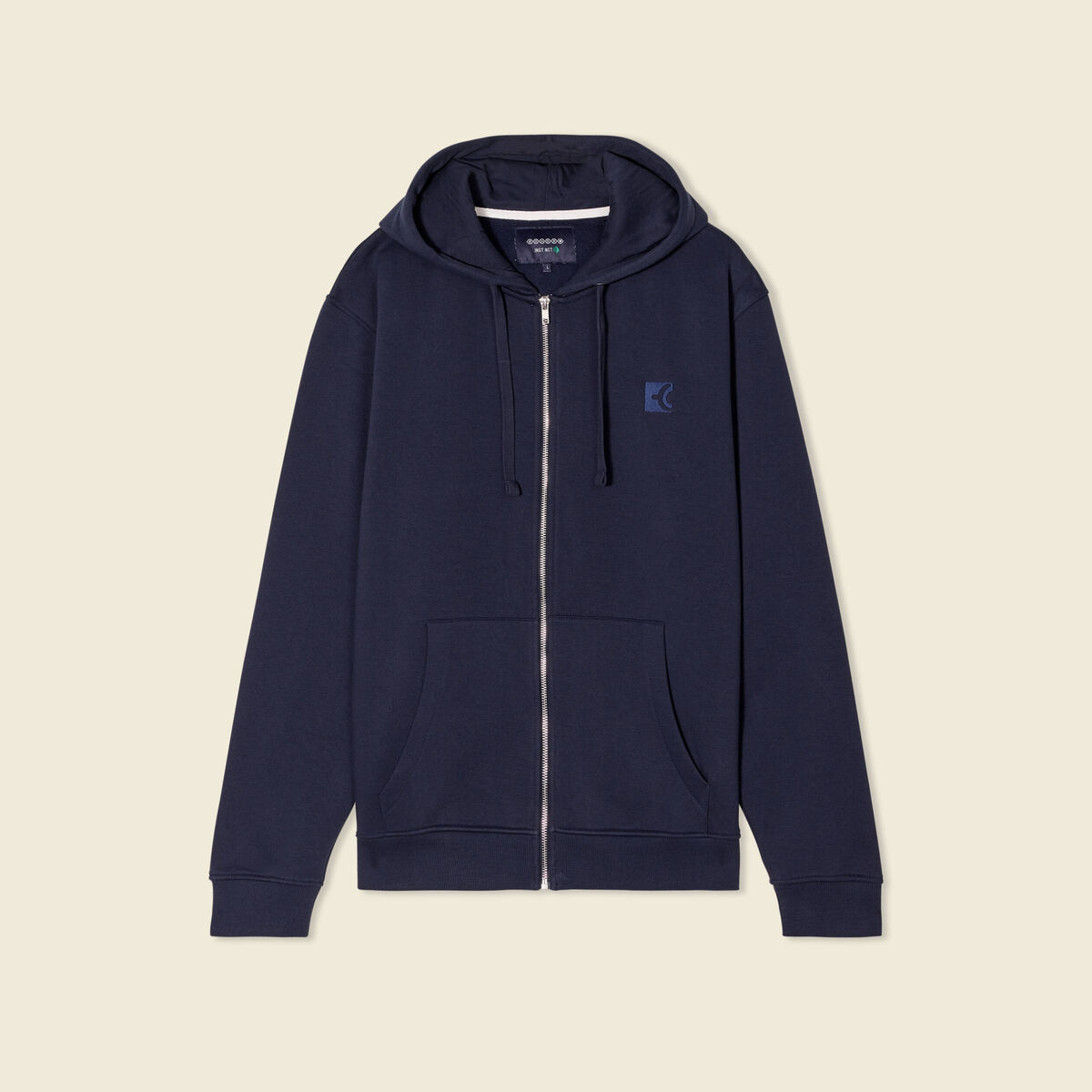 Sweat &agrave; capuche manches longues bleu marine homme