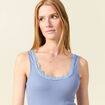 D&eacute;bardeur ajust&eacute; court dentelle bleu gris femme