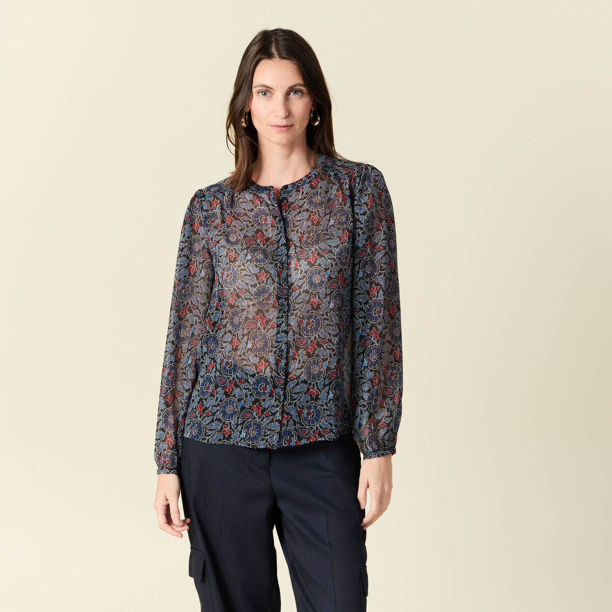 Chemise manches longues noir femme